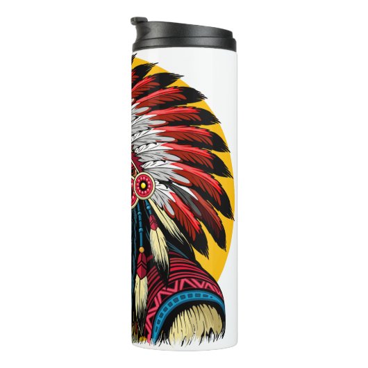 Native American Chief op wilde landschap zonsonder Thermosbeker (Geroteerd rechts)