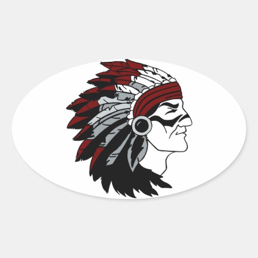 Native American Chief Ovale Sticker (Voorkant)