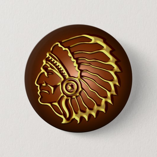 NATIVE AMERICAN CHIEF RONDE BUTTON 5,7 CM (Voorkant)