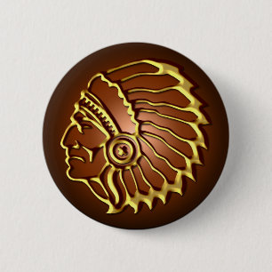 NATIVE AMERICAN CHIEF RONDE BUTTON 5,7 CM