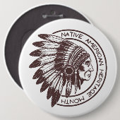 Native American Chief  Ronde Button 6,0 Cm (Voorkant /achterkant)