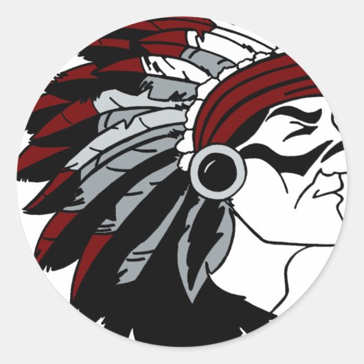Native American Chief Ronde Sticker (Voorkant)