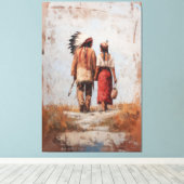 Native American Couple Canvas Print (Insitu (Houten vloer))
