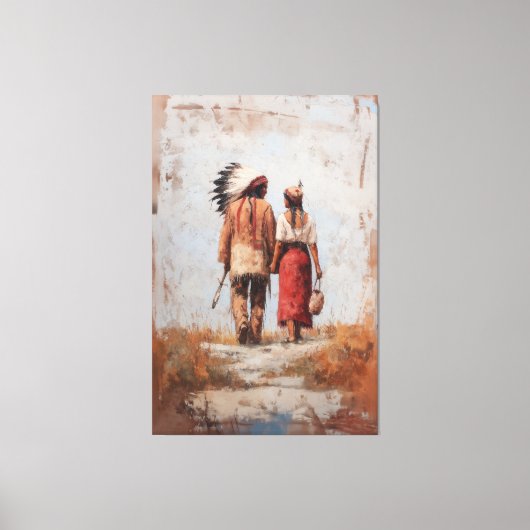 Native American Couple Canvas Print (Voorkant)