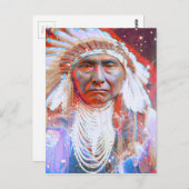 Native American Crazy Horse Briefkaart (Voorkant / Achterkant)
