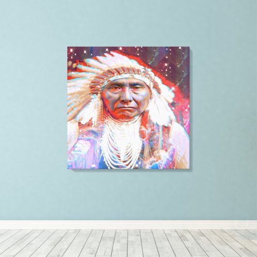 Native American Crazy Horse Canvas Afdruk (Insitu (Houten vloer))