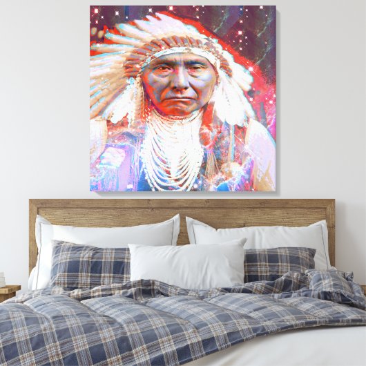 Native American Crazy Horse Canvas Afdruk (Insitu (Slaapkamer))