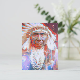 Native American Crazy Horse Flat Wenskaart Kaart