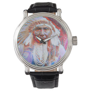 Native American Crazy Horse Horloge
