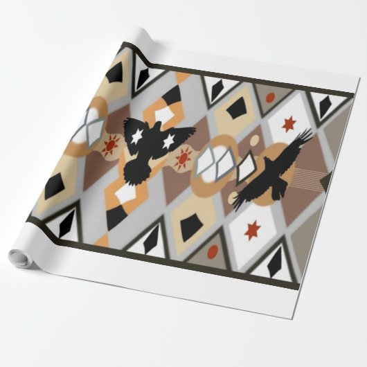 Native American Crow Wrapping Paper Cadeaupapier (Uitgerold)