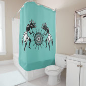 Native American Culture - Sun Dancing Kokopelli 1 Douchegordijn (In situ)