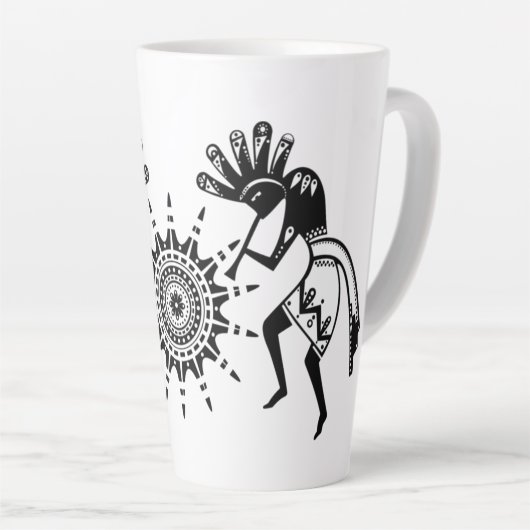 Native American Culture - Sun Dancing Kokopelli 1 Latte Mok (Rechterhoek)