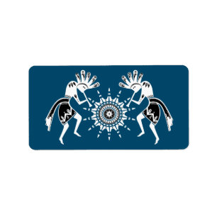 Native American Culture - Sun Dancing Kokopelli 2 Etiket
