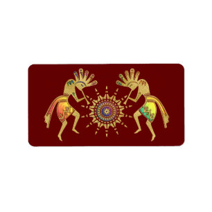 Native American Culture - Sun Dancing Kokopelli 3 Etiket