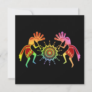 Native American Culture - Sun Dancing Kokopelli 4 Kaart