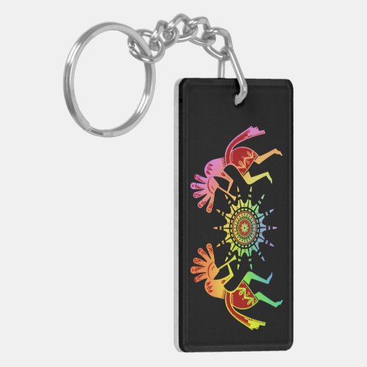 Native American Culture - Sun Dancing Kokopelli 4 Sleutelhanger (Voorkant Links)