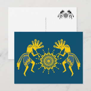Native American Culture - Sun Dancing Kokopelli 6 Briefkaart
