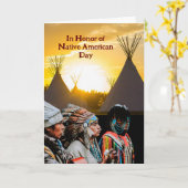 Native American Day Tipis bij zonsondergang Kaart (Gele Bloem)