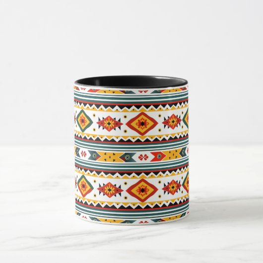 Native American Design - Groen Rust Sinaasappel Ge Mok (Midden)