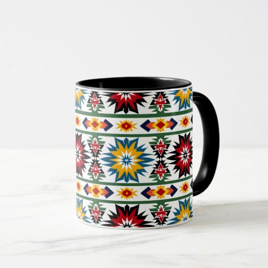Native American Design - Levendig Starburst patroo Mok (Voorkant rechts)