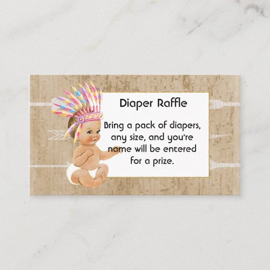 Native American Diaper Raffle Insert Informatiekaartje (Voorkant)