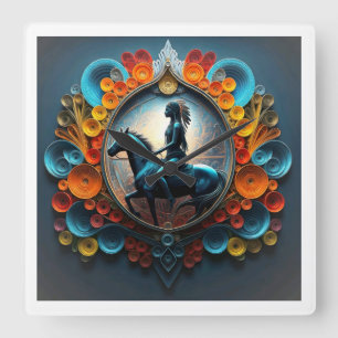Native American Dreamscape Vierkante Klok