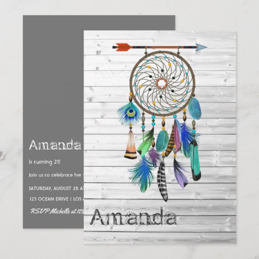 Native American Dreamweaver Birthday Party Kaart (Voorkant / Achterkant)