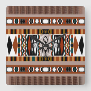 Native American Dreamweaver Wall Clock Vierkante Klok
