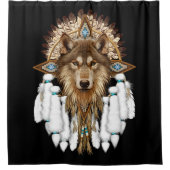 Native American Dreamweaver Wolf Douchegordijn (Voorkant)