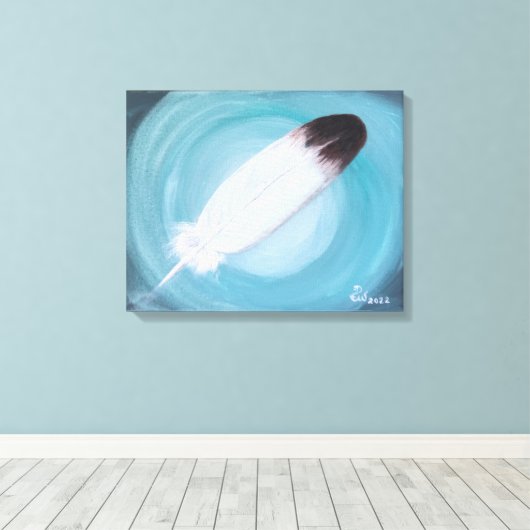 Native American Eagle Feather Turquoise Canvas Pr (Insitu (Houten vloer))