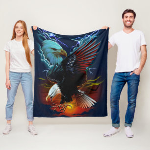 Native American Eagle Painting Fleece Deken