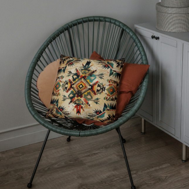 Native American Etnic Art Tribe Pattern  Kussen (native american usa southwest indigenous tribal boho culture traditional Indian holiday gifts parent)