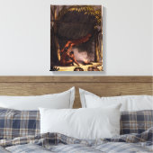 Native American Family under a Leaf Shelter (Colou Canvas Afdruk (Insitu (Slaapkamer))