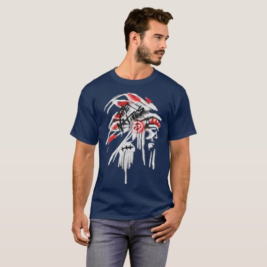 Native American Feather Headdress Design Native T-shirt (Voorkant volledig)