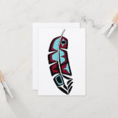 Native American Feather Wenskaart Kaart (Voorkant / Achterkant in situ)