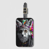 Native American Fox art Bagagelabel (Voorkant (verticaal))