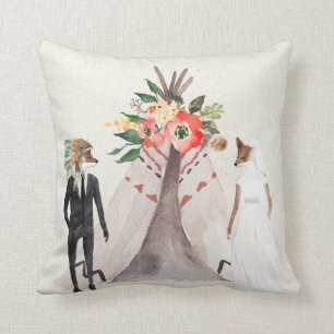 Native American Fox Bride and Groom Kussen