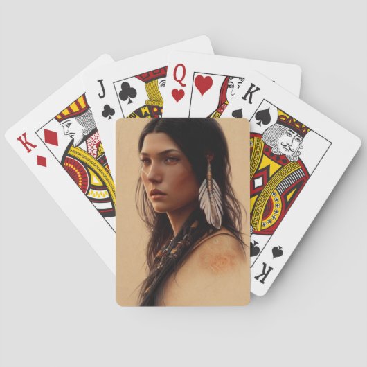 Native American Girl met veren Pokerkaarten (Achterkant)