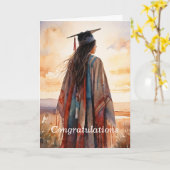 Native American Girl's Afstuderen Kaart (Gele Bloem)