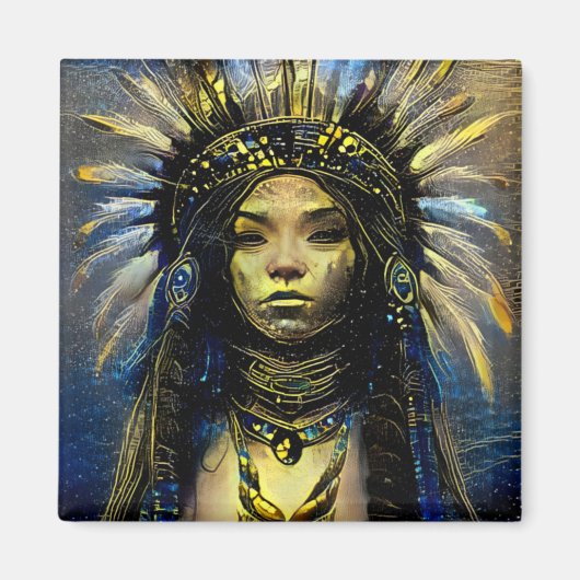 Native American Gold Feather Magneet (Voorkant)