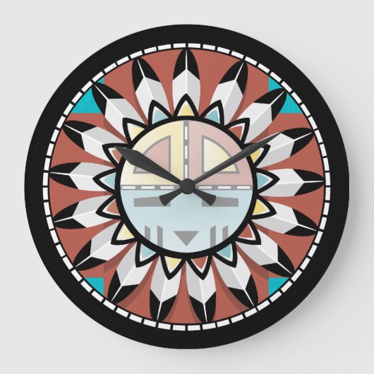 Native American Hopi Abstract Clock Design Grote Klok (Voorkant)