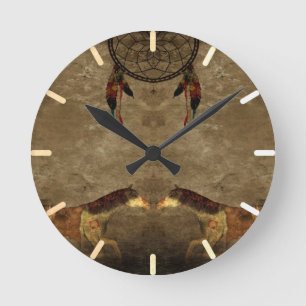Native American Horses & Dream Catcher Ronde Klok