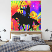  Native American Hunter Stretched Canvasprint Canvas Afdruk (Insitu (Slaapkamer))