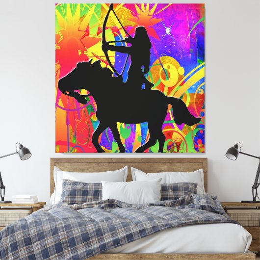 Native American Hunter Stretched Canvasprint Canvas Afdruk (Insitu (Slaapkamer))