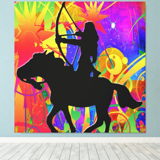  Native American Hunter Stretched Canvasprint Canvas Afdruk (Insitu (Houten vloer))