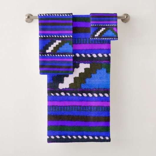 Native American Indian Blue texture design Bad Handdoek (Insitu)