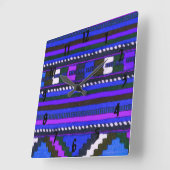 Native American Indian Blue texture design Vierkante Klok (Hoek)