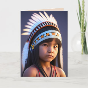 NATIVE AMERICAN INDIAN BOY ART BIRTHDAY KAART