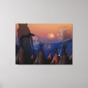 Native American Indian Chief Canvas Afdruk