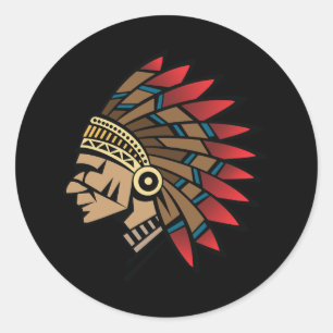Native American Indian Chief Ronde Sticker